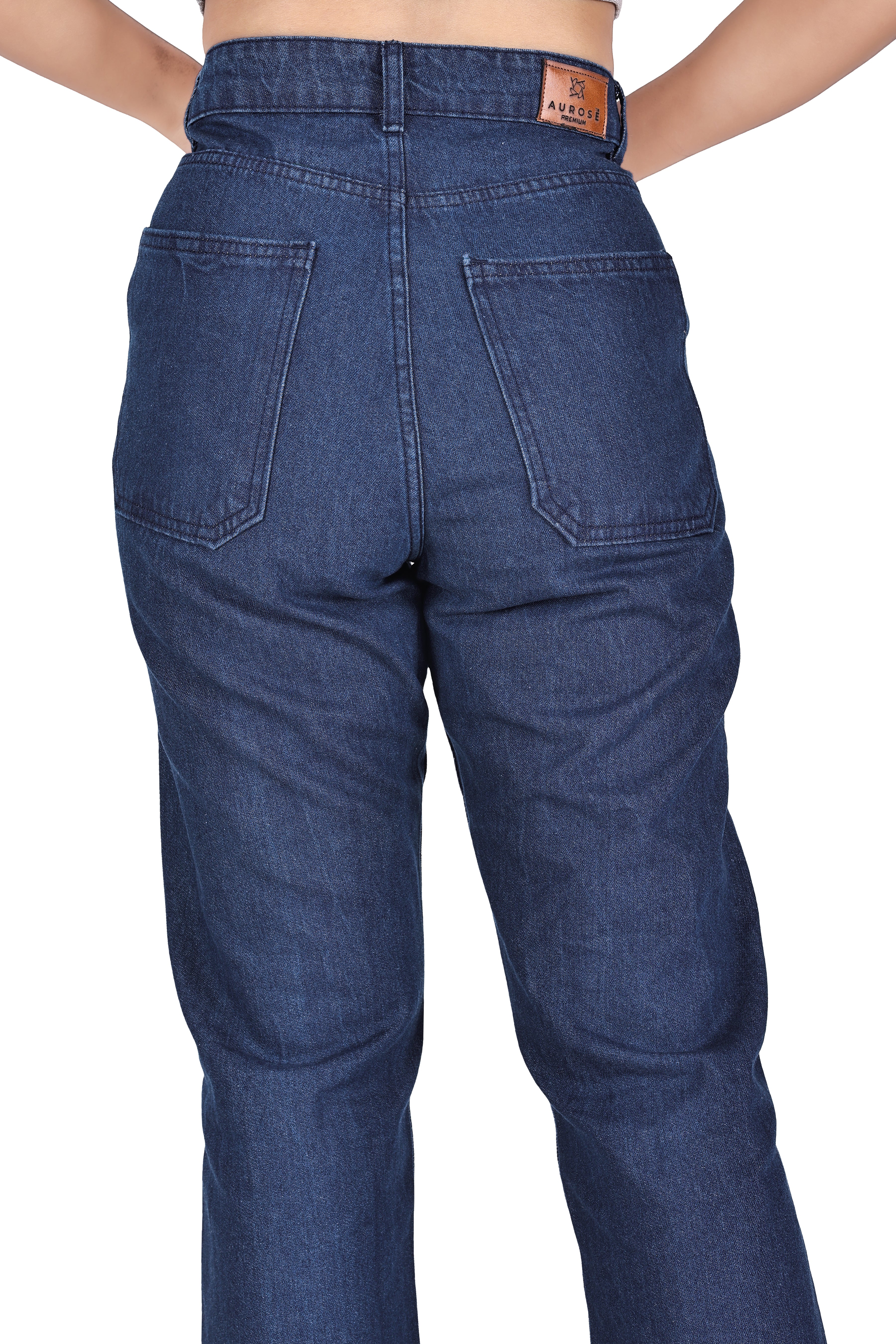 Aurose Women’s Straight Fit Blue Jeans – Comfortable Daily Wear