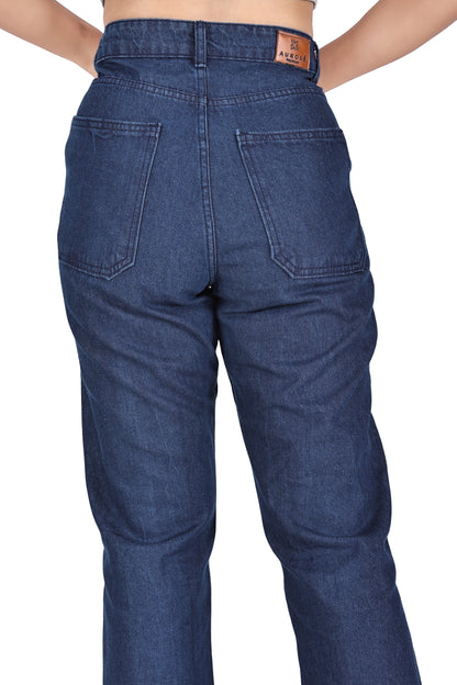 Aurose Women’s Straight Fit Blue Jeans – Comfortable Daily Wear