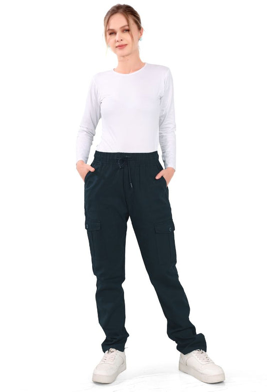 Aurose women’s high waist cotton cargo jeans with drawstring and side pockets, casual straight leg pants for daily wear