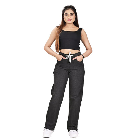 Aurose Women’s Denim Jogger Pants with Drawstring Waist | Relaxed Fit Everyday Bottoms