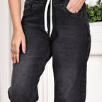 Aurose Women’s Denim Jogger Pants with Drawstring Waist | Relaxed Fit Everyday Bottoms