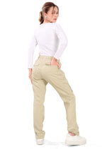 Aurose women’s high waist cotton cargo jeans with drawstring and side pockets, casual straight leg pants for daily wear