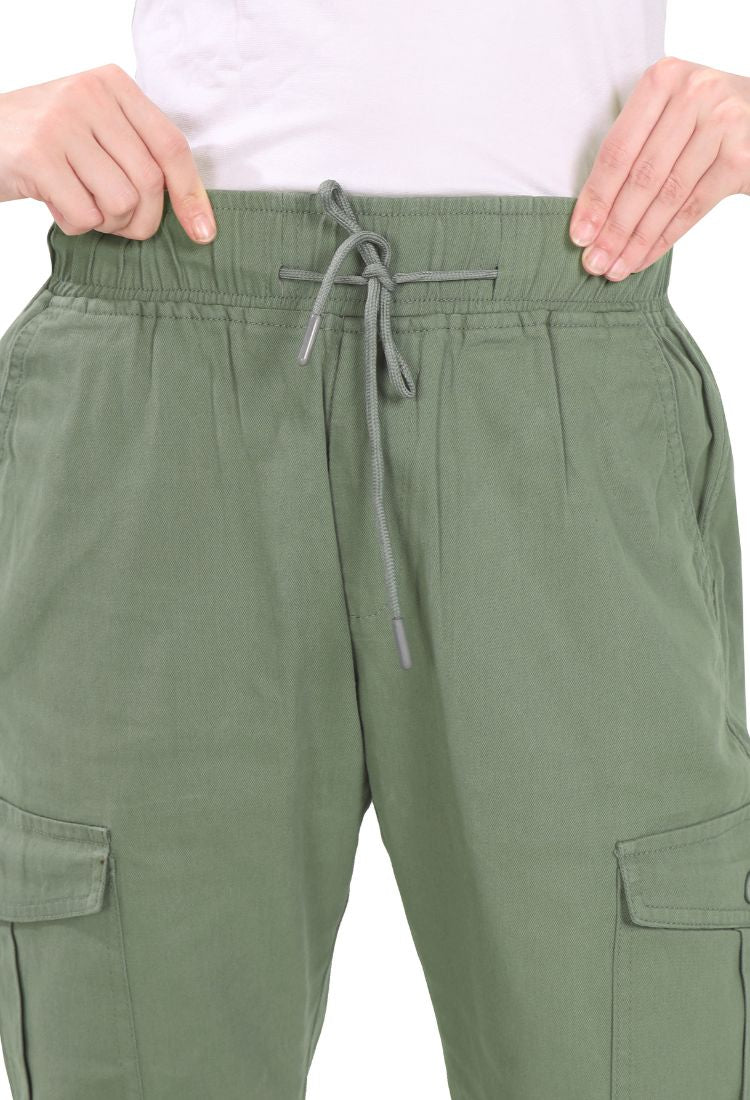 Aurose women’s high waist cotton cargo jeans with drawstring and side pockets, casual straight leg pants for daily wear