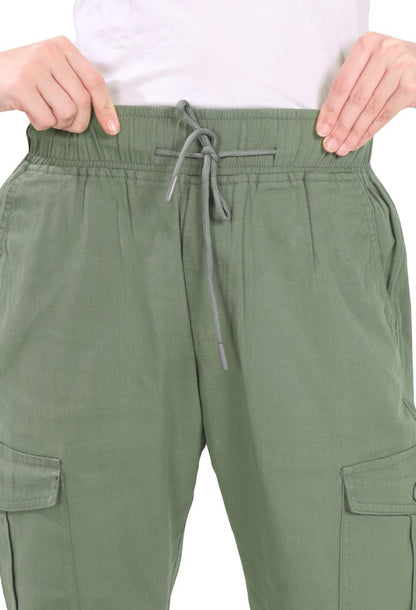 Aurose women’s high waist cotton cargo jeans with drawstring and side pockets, casual straight leg pants for daily wear