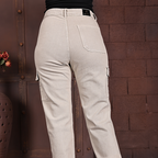 Women’s High Waist Denim Cargo Pant with Side Pockets | Straight Fit Casual Wear