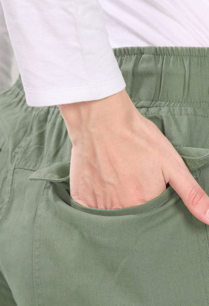 Aurose women’s high waist cotton cargo jeans with drawstring and side pockets, casual straight leg pants for daily wear