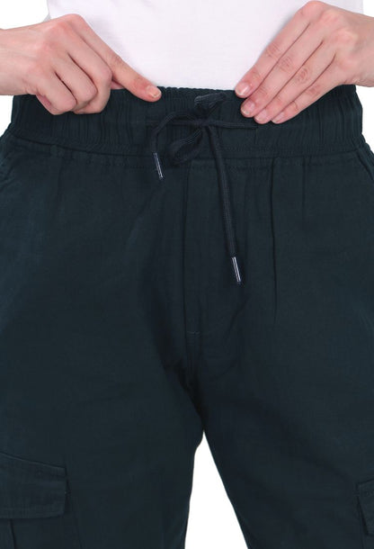 Aurose women’s high waist cotton cargo jeans with drawstring and side pockets, casual straight leg pants for daily wear