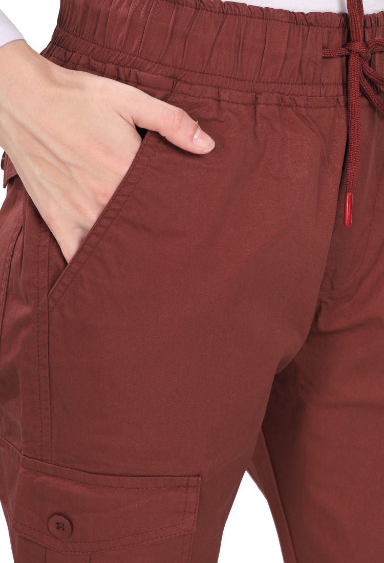 Aurose women’s high waist cotton cargo jeans with drawstring and side pockets, casual straight leg pants for daily wear