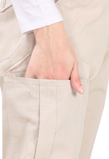 Aurose women’s high waist cotton cargo jeans with drawstring and side pockets, casual straight leg pants for daily wear