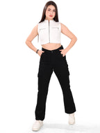 Aurose Women’s Black Cargo Pants – Casual Utility Style with Multiple Pockets