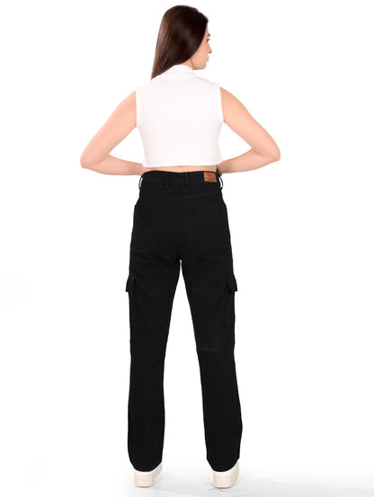 Aurose Women’s Black Cargo Pants – Casual Utility Style with Multiple Pockets